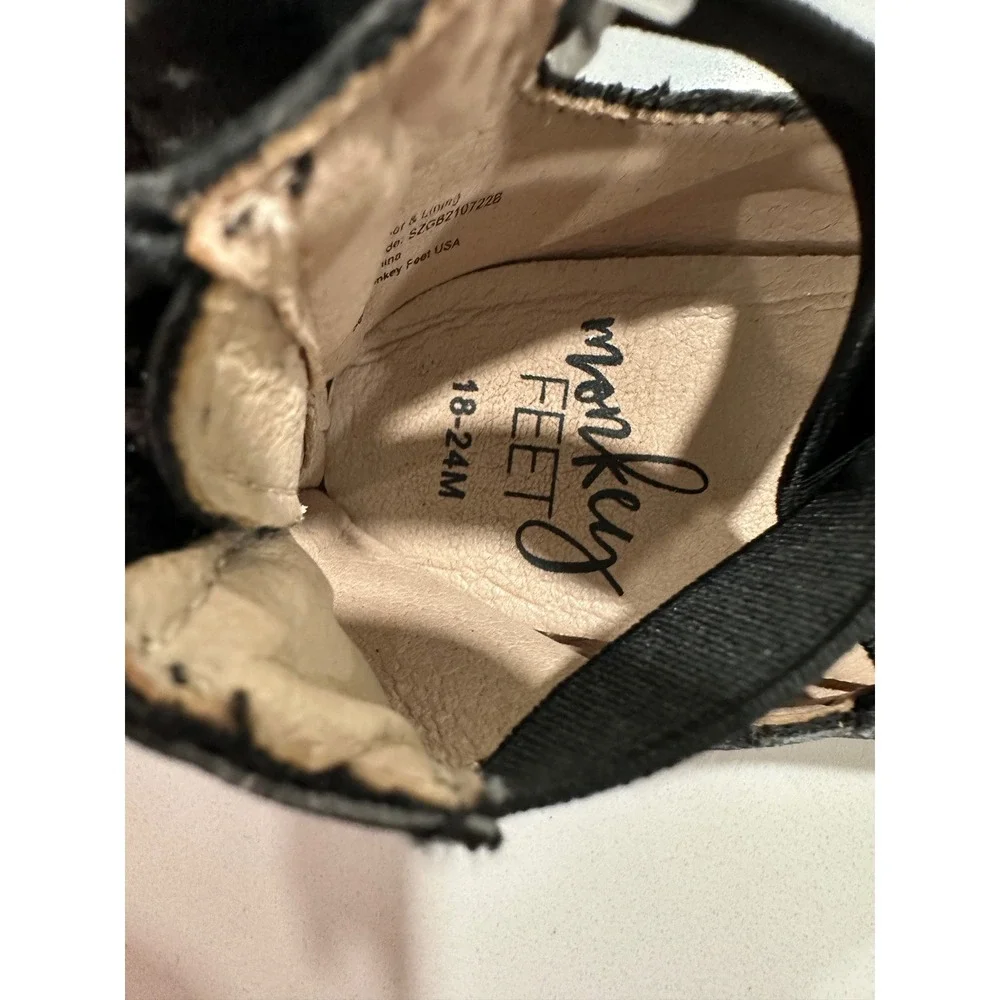 Monkey Feet Ballet Star Black Shoes Girls 18-24M Toddler Zipper‎ Strap